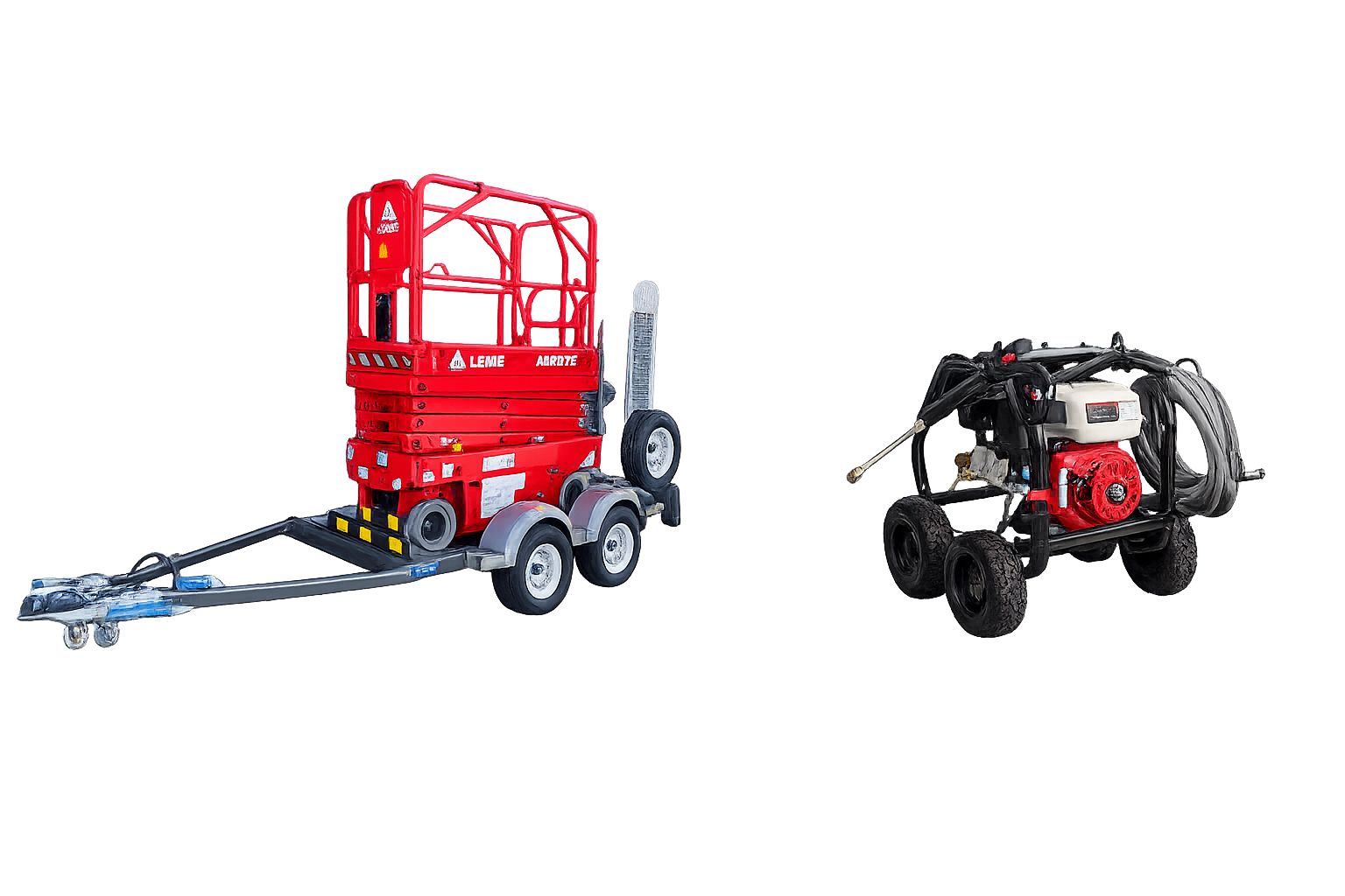 19ft Scissor w/ 2T Trailer + 3600PSI Pressure Washer